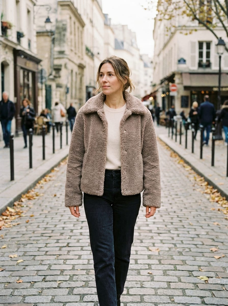 Teddy-Jacke in einer reduzierten Form - Herbstjacke Damen 2026